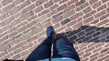 Walking along a cobblestone path in sunny weather video