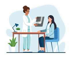 Doctor Explaining XRay Results to Patient. vector
