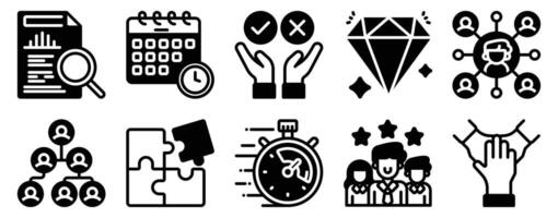 Planning and Organization Icon Set Efficient Solid Style Collection for Productivity Management. vector