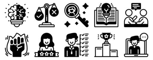 Mentoring and Training Icon Set Empowering Solid Style Collection for Growth Learning. vector