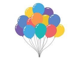Air balloons bundle floating up, decor element, Big bunch of colorful helium balloons vector