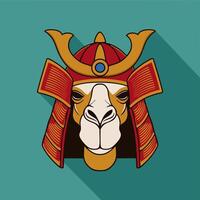 Camel with samurai mask vector