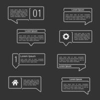 Flat line white speech bubbles with place for text and titles or icons, user interface elements set vector