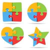 Set of different puzzle objects vector