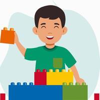Child with Building Blocks vector