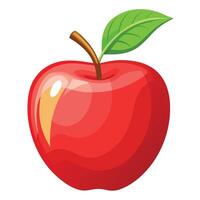 an apple with a leaf it white , background vector