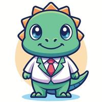 cute dinosaur in suit with tie and tie illustration vector