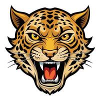 a jaguar head with open mouth white background vector