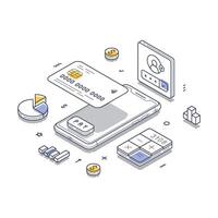 Payment processing through mobile devices with digital wallets in modern financial technology illustration vector