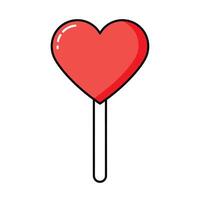 A red heart shaped lollipop on a stick vector
