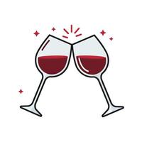 Two wine glasses with red wine on them vector