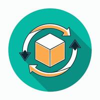 Cube with circular arrows vector