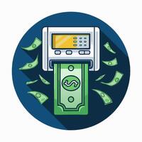digital ATM that keeps dispensing money vector