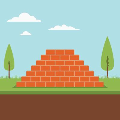 Foundation with Stacked Bricks