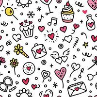 seamless pattern with hearts, and other items vector