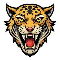 the head of a jaguar is shown with open mouth vector