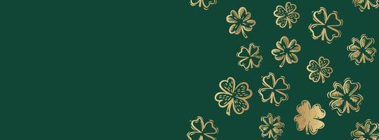 Gold Clover pattern on green. vector