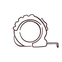 Tape Measure logo for Construction business in line art style. Tool hand drawn design for hardware store isolated on a white background. vector
