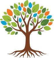 A tree with leaves and roots vector