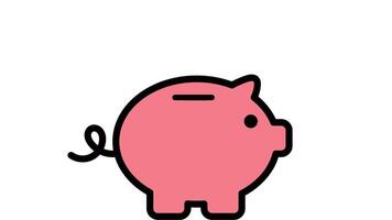 2D animation of a piggy bank with coins dropping in, symbolizing saving money, financial growth, and smart budgeting. Perfect for finance-related content, investment themes, educational purposes. video