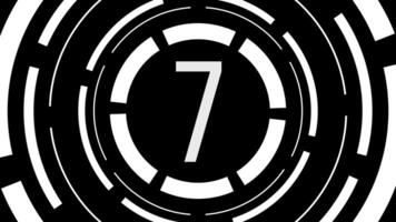 Simple animation of a 1 minute countdown timer, displaying numbers from 10 to 1 on a black background. Smooth and minimalistic design, ideal for presentations, videos, live streaming overlays. video