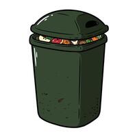 A trash can with food in it vector