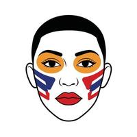 A woman with a face painted with the colors of the flag vector