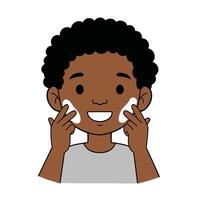 A boy with a face mask on his face vector