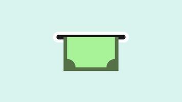 2D animated of cash withdrawal concept in 4K. ATM machine dispensing US dollars with a credit card. Ideal for finance, banking, digital payment themes in motion graphics and explainer footage video