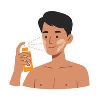 Man applying sunscreen to his face vector
