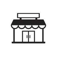 A black and white illustration of a store front vector
