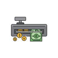 A machine with money and coins on it vector