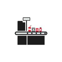 A black and red icon of a cash register vector