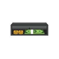 Money in a black box with a coin on top vector