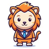 a cartoon lion in suit and tie white background vector