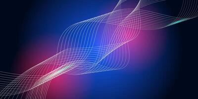 Dark blue abstract background. Futuristic tech white line background with wavy light effect. eps10 vector