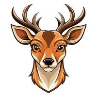 a deer head with horns and big eyes vector