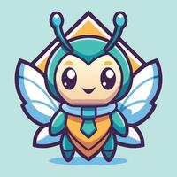 a cartoon bee with a yellow and green suit vector