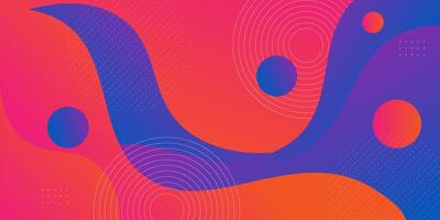 Geometric business banner design pink background. Creative banner design with blue wave shape as template. Simple design on horizontal banner. vector