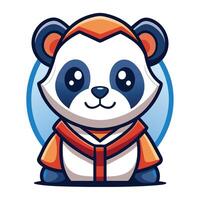 panda bear wearing an orange and blue outfit vector