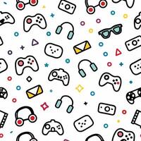 seamless pattern with game controllers other items vector