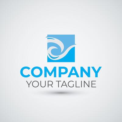 square wave water logo design template