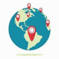 Globe with Location Pins vector
