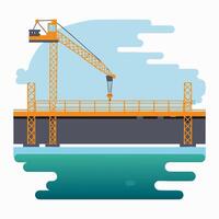 Half Finished Bridge with Crane vector