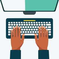 Hands Typing on Keyboard vector