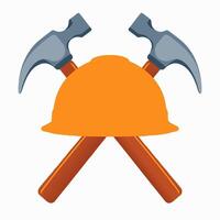 Helmet with Two Crossed Hammers vector