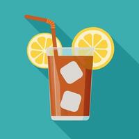 Iced Tea with Lemon Slices vector
