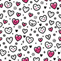 seamless pattern with hearts and faces vector