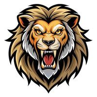 lion head with open mouth white background vector