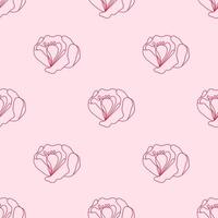 seamless pattern with abstract pink roses. Line art pattern. vector